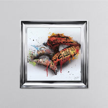 Load image into Gallery viewer, In The Kiss Orange Lips Framed Wall Art
