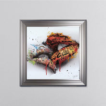 Load image into Gallery viewer, In The Kiss Orange Lips Framed Wall Art
