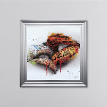 Load image into Gallery viewer, In The Kiss Orange Lips Framed Wall Art
