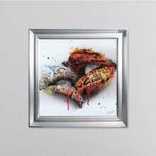 Load image into Gallery viewer, In The Kiss Orange Lips Framed Wall Art
