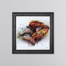 Load image into Gallery viewer, In The Kiss Orange Lips Framed Wall Art
