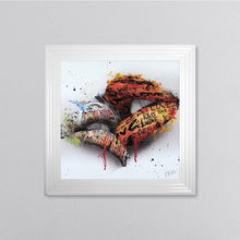 Load image into Gallery viewer, In The Kiss Orange Lips Framed Wall Art
