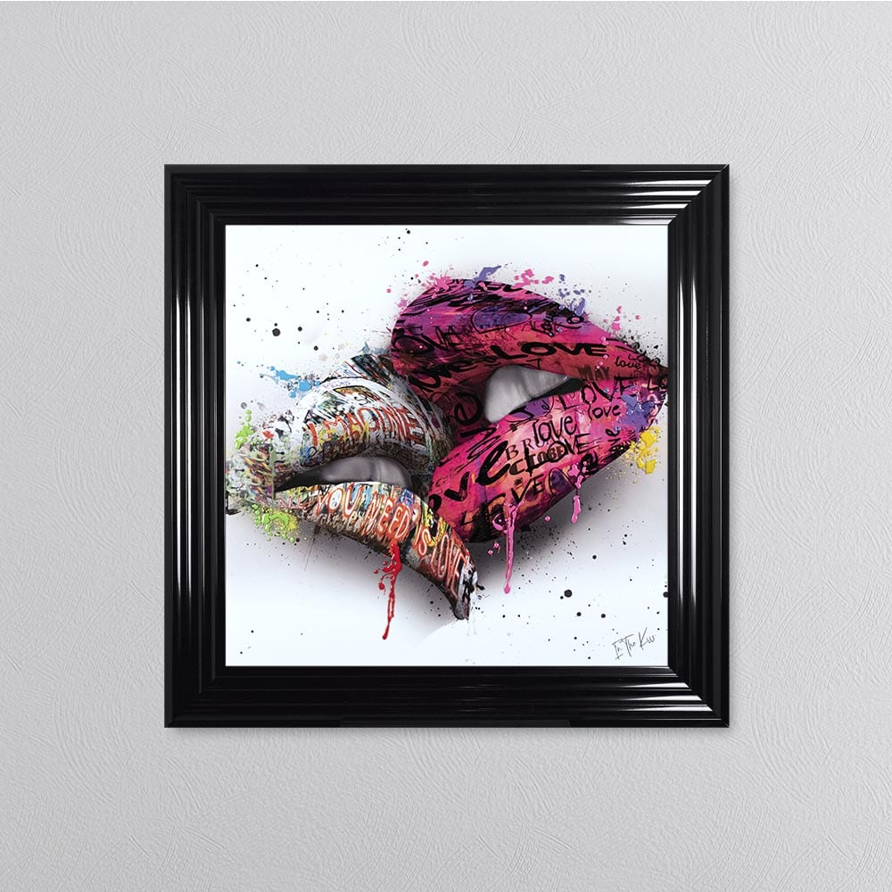 In The Kiss Pink Lips Framed Wall Art