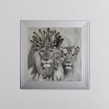 Load image into Gallery viewer, Lion Family With Two Cubs Framed Wall Art 75*75cm
