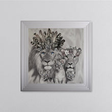 Load image into Gallery viewer, Lion Family With Three Cubs Framed Wall Art 75*75cm
