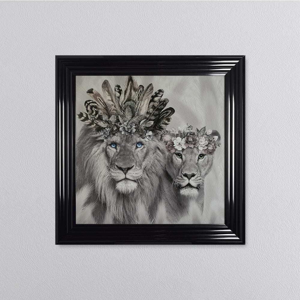 Lion Family Framed Wall Art 75*75cm