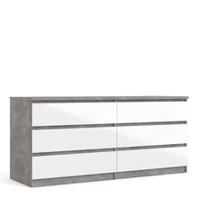 Load image into Gallery viewer, Naia Wide Chest of 6 Drawers (3+3) in Concrete and White High Gloss
