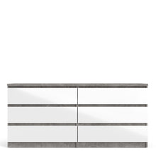 Load image into Gallery viewer, Naia Wide Chest of 6 Drawers (3+3) in Concrete and White High Gloss
