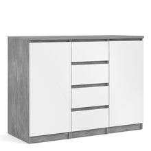 Load image into Gallery viewer, Naia Sideboard 4 Drawers 2 Doors in Concrete and White High Gloss
