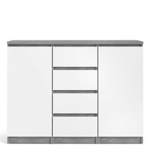 Load image into Gallery viewer, Naia Sideboard 4 Drawers 2 Doors in Concrete and White High Gloss
