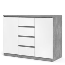 Load image into Gallery viewer, Naia Sideboard 4 Drawers 2 Doors in Concrete and White High Gloss
