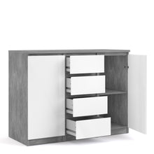 Load image into Gallery viewer, Naia Sideboard 4 Drawers 2 Doors in Concrete and White High Gloss
