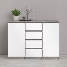 Load image into Gallery viewer, Naia Sideboard 4 Drawers 2 Doors in Concrete and White High Gloss
