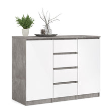 Load image into Gallery viewer, Naia Sideboard 4 Drawers 2 Doors in Concrete and White High Gloss
