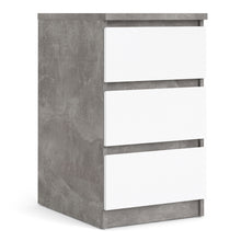 Load image into Gallery viewer, Naia Bedside - 3 Drawers in Concrete and White High Gloss
