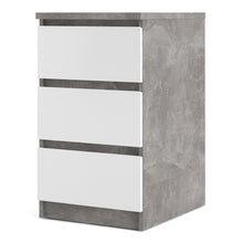 Load image into Gallery viewer, Naia Bedside - 3 Drawers in Concrete and White High Gloss
