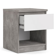 Load image into Gallery viewer, Naia Bedside - 1 Drawer 1 Shelf in Concrete and White High Gloss
