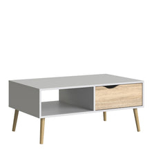 Load image into Gallery viewer, Oslo Coffee Table 1 Drawer 1 Shelf in White and Oak
