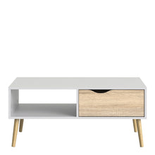 Load image into Gallery viewer, Oslo Coffee Table 1 Drawer 1 Shelf in White and Oak
