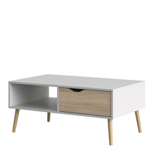 Load image into Gallery viewer, Oslo Coffee Table 1 Drawer 1 Shelf in White and Oak
