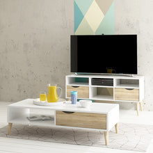 Load image into Gallery viewer, Oslo TV Unit - Wide - 2 Drawers 4 Shelves in White and Oak
