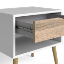 Load image into Gallery viewer, Oslo Bedside 1 Drawer in White and Oak
