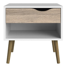 Load image into Gallery viewer, Oslo Bedside 1 Drawer in White and Oak
