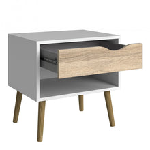 Load image into Gallery viewer, Oslo Bedside 1 Drawer in White and Oak
