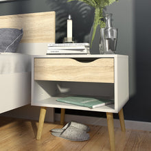 Load image into Gallery viewer, Oslo Bedside 1 Drawer in White and Oak
