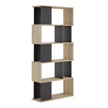 Load image into Gallery viewer, Maze Open Bookcase 4 Shelves in Oak and Black
