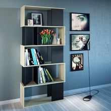 Load image into Gallery viewer, Maze Open Bookcase 4 Shelves in Oak and Black
