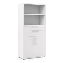 Load image into Gallery viewer, Prima Bookcase 4 Shelves with 2 Drawers and 2 Doors in White
