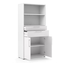 Load image into Gallery viewer, Prima Bookcase 4 Shelves with 2 Drawers and 2 Doors in White
