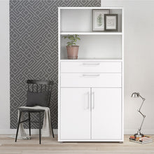 Load image into Gallery viewer, Prima Bookcase 4 Shelves with 2 Drawers and 2 Doors in White
