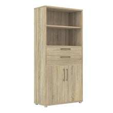 Load image into Gallery viewer, Prima Bookcase 4 Shelves with 2 Drawers and 2 Doors in Oak
