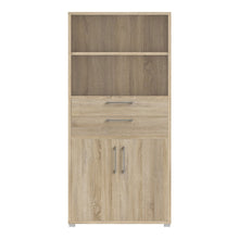 Load image into Gallery viewer, Prima Bookcase 4 Shelves with 2 Drawers and 2 Doors in Oak
