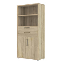 Load image into Gallery viewer, Prima Bookcase 4 Shelves with 2 Drawers and 2 Doors in Oak
