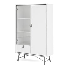 Load image into Gallery viewer, Ry China cabinet 1 door + 1 glass door + 1 drawer in Matt White
