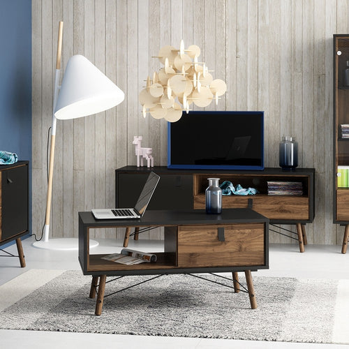 Ry Coffee table with 1 drawer in Matt Black Walnut