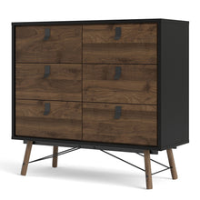 Load image into Gallery viewer, Ry Double chest of drawers 6 drawers in Matt Black Walnut
