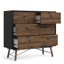 Load image into Gallery viewer, Ry Double chest of drawers 6 drawers in Matt Black Walnut
