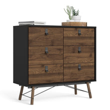 Load image into Gallery viewer, Ry Double chest of drawers 6 drawers in Matt Black Walnut
