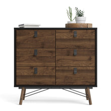 Load image into Gallery viewer, Ry Double chest of drawers 6 drawers in Matt Black Walnut
