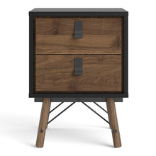 Load image into Gallery viewer, Ry Bedside cabinet 2 drawer in Matt Black Walnut
