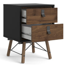 Load image into Gallery viewer, Ry Bedside cabinet 2 drawer in Matt Black Walnut
