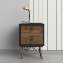 Load image into Gallery viewer, Ry Bedside cabinet 2 drawer in Matt Black Walnut
