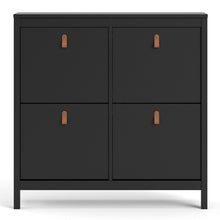 Load image into Gallery viewer, Barcelona Shoe cabinet 4 compartments in Matt Black
