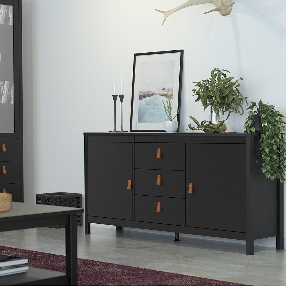 Barcelona Sideboard 2 doors + 3 drawers in Matt Black