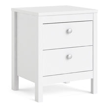 Load image into Gallery viewer, Madrid Bedside Table 2 drawers in White
