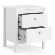 Load image into Gallery viewer, Madrid Bedside Table 2 drawers in White
